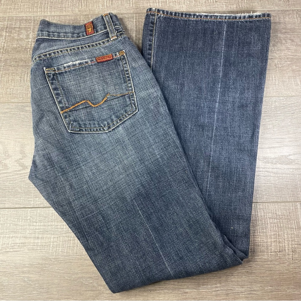 7 For All Mankind Jeans Women's 28 Flare Embroidered‎ Great Condition!